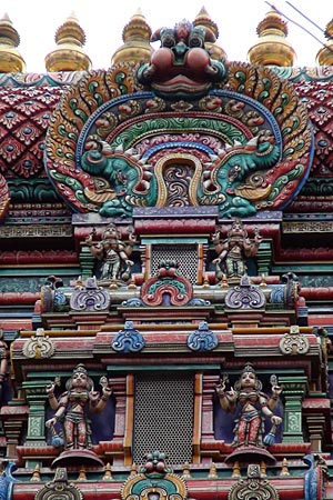 Top of the gopuram of Sri Maha Mariamman temple