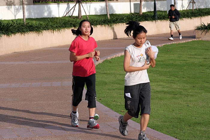 Jogging girls, around Ratchada Lake, Benjakitti Park, Bangkok