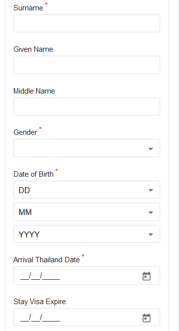 Notification 90 days : personal data (for immigration Thailand)