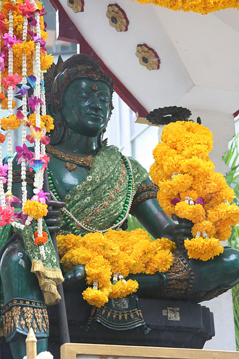 Indra Shrine in front of Amarin Shopping Center, close to exit of BTS skytrain