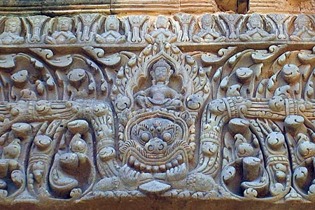 Human seated on Kala, Muang Tam lintel