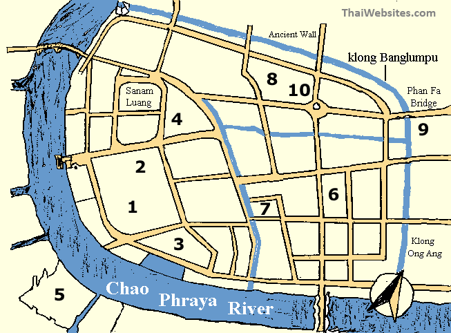 Map of Rattanakosin Island, Bangkok