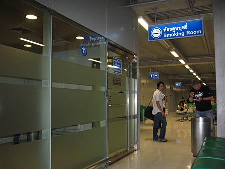 Smoking at Suvarnabhumi Airport in Bangkok