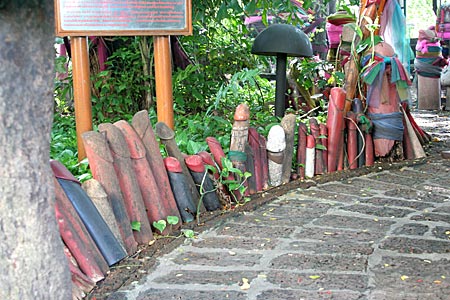 Walkway with Phallic Objects at Chao Mae Tuptim Shrine, Nai Lert Bangkok Hotel